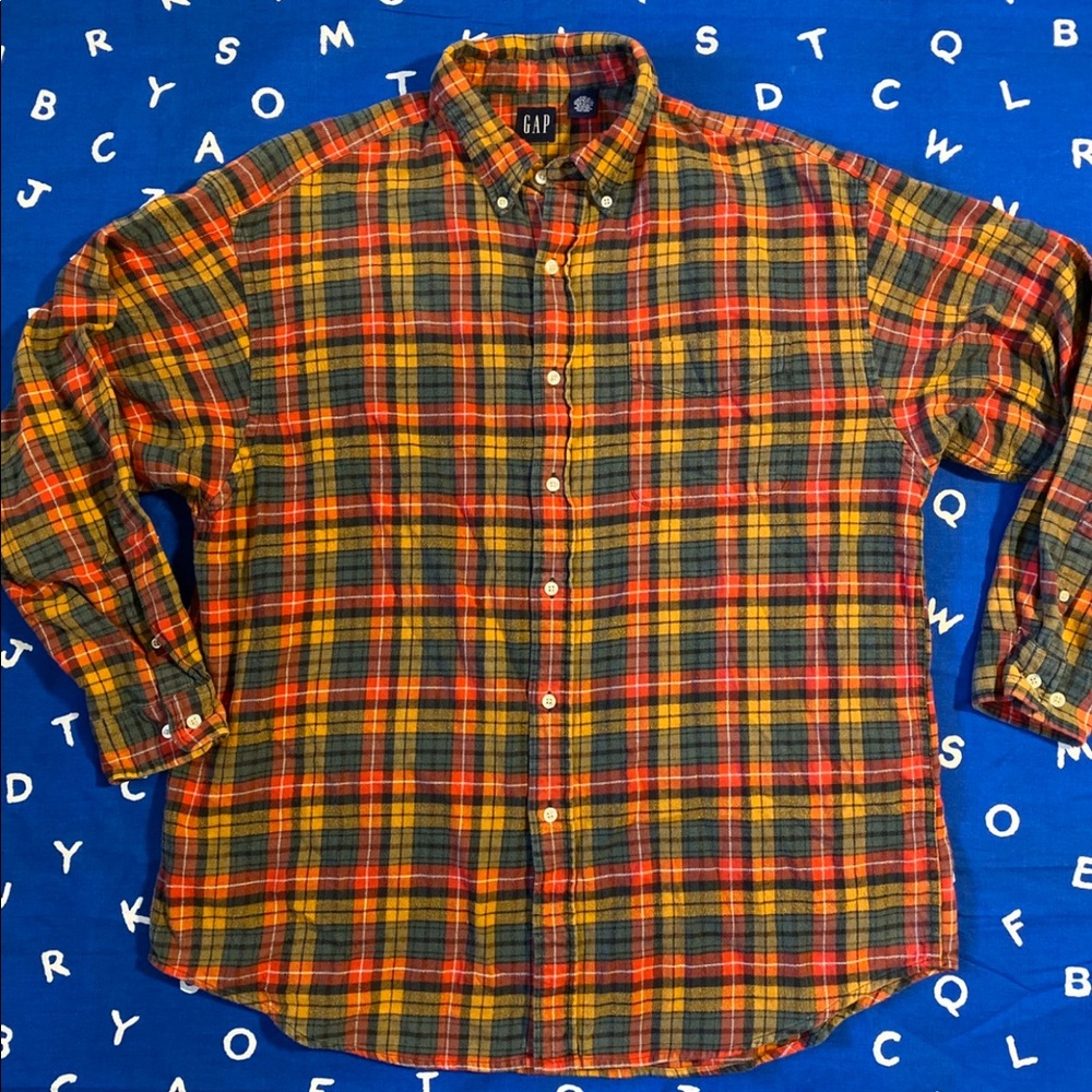 Vintage 90s Gap Indian Madras Plaid Flannel Shirt